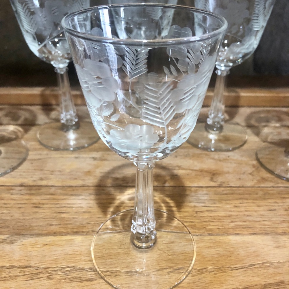 6 Piece Cordial Glasses Tiffin-Rose /Champagne Tower - Picture 3 of 6